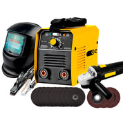 Kit Maquina De Solda + Esmerilhadeira + Mascara E Acessórios