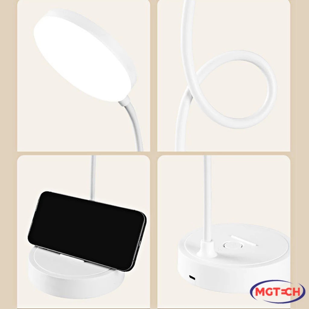 Luminária Abajur de Mesa LED Luz Recarregável Touch Haste Flexível Lâmpada De Estudo Sem Fio BigTech