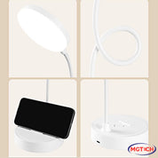 Luminária Abajur de Mesa LED Luz Recarregável Touch Haste Flexível Lâmpada De Estudo Sem Fio BigTech