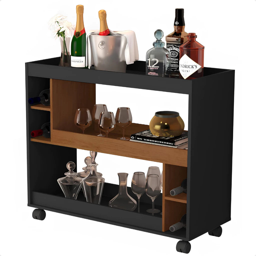 Aparador Buffet Multiuso com Adega e Rodízio Cantinho do Café Sala Cozinha Recepção Decoração Retrô