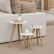 Kit Trio Jogo de Mesinhas Lateral Redondas Sala Pé Palito Retro