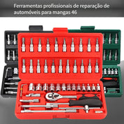 40 Peças / 46 Peças Jogo De Chave Catraca Caixa De Ferramentas Completa Reversível Soquetes Maleta