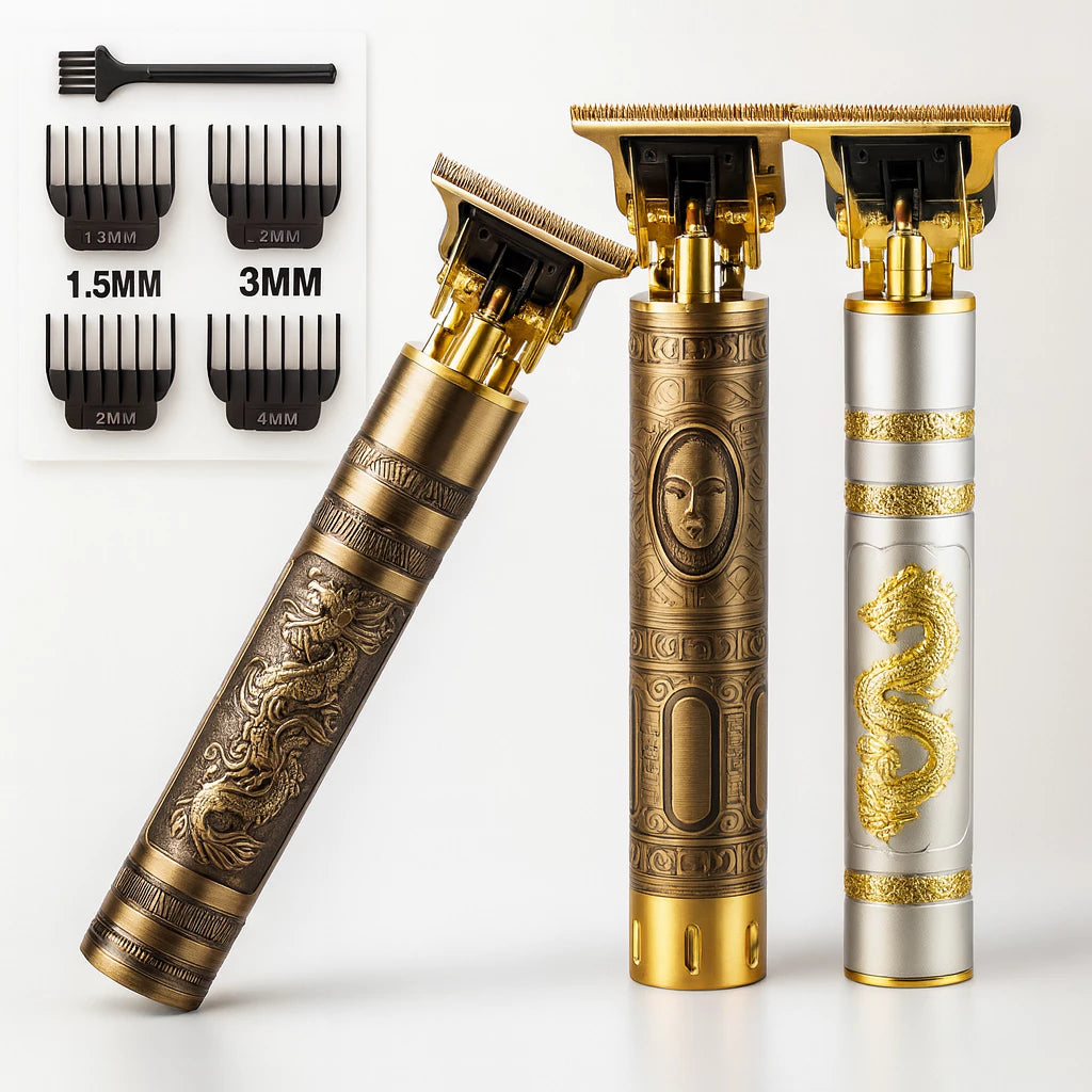 Kit 2  Máquina de Cortar Cabelo Barbeiro Dragão Profissional Elétrica Bateria Recarregável