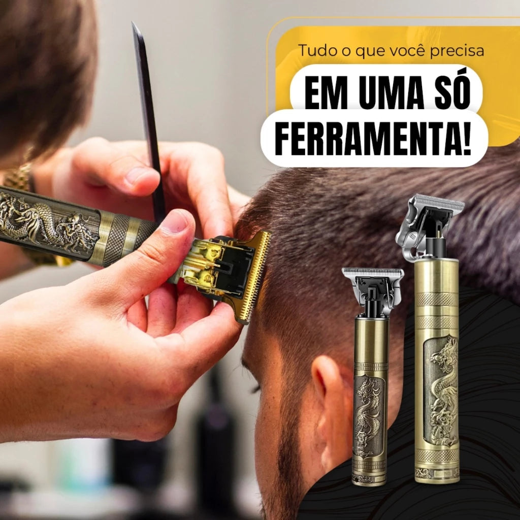 Kit 2  Máquina de Cortar Cabelo Barbeiro Dragão Profissional Elétrica Bateria Recarregável
