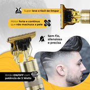Kit 2  Máquina de Cortar Cabelo Barbeiro Dragão Profissional Elétrica Bateria Recarregável