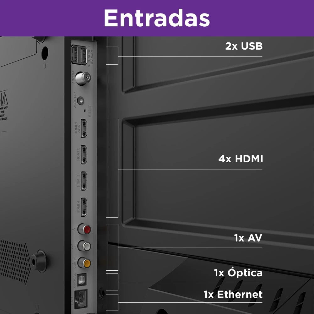 Smart TV DLED 50 4K Multi Roku 4HDMI 2USB Wi-Fi