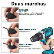 Furadeira Parafusadeira 3/8" bateria 21V com maleta e acessórios/ECOSEN Furadeira elétrica premium