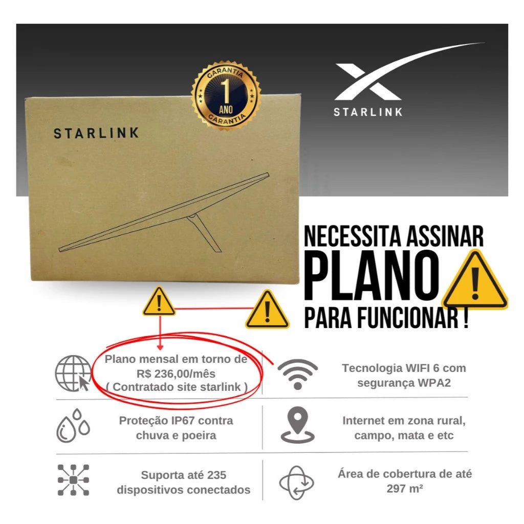 Starlink Mini Internet rápida Via Satélite Antena Original com Nota Fiscal Garantia de 01 ano