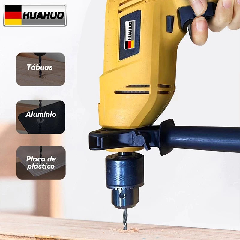 Kit HUAHUO - Furadeira De Impacto E Lixadeira Esmerilhadeira E Serra Tico Tico e Maleta de Transporte Com Acessórios