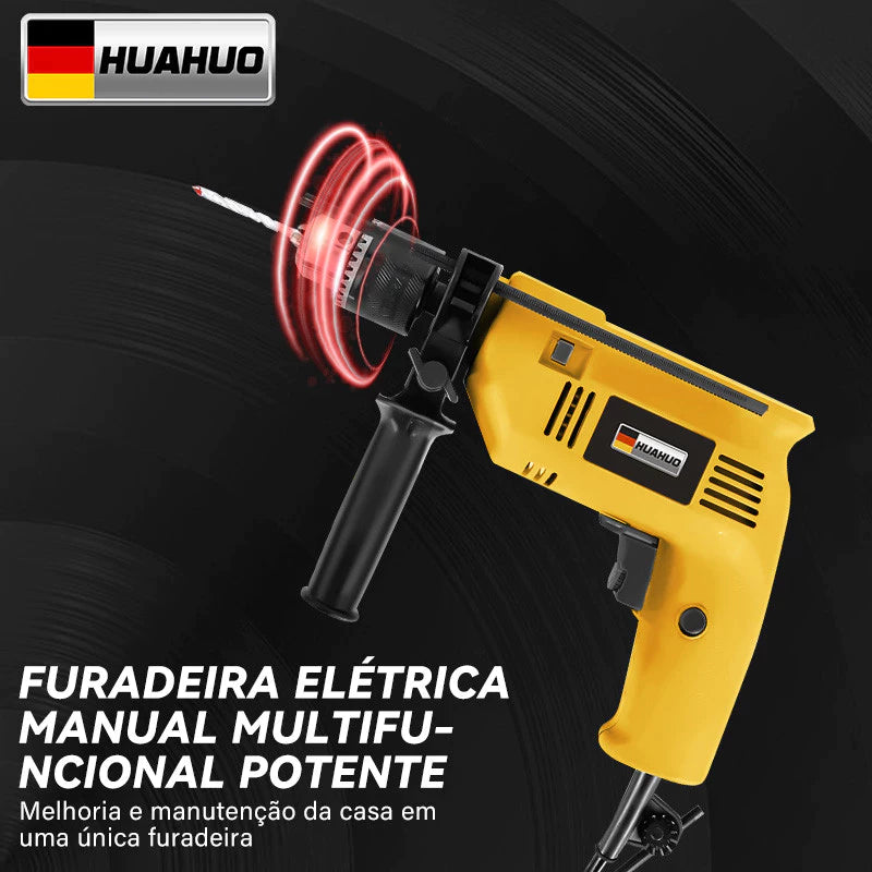 Kit HUAHUO - Furadeira De Impacto E Lixadeira Esmerilhadeira E Serra Tico Tico e Maleta de Transporte Com Acessórios