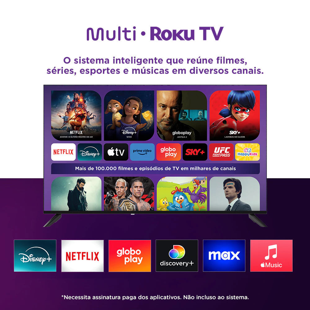 Smart TV DLED 50 4K Multi Roku 4HDMI 2USB Wi-Fi