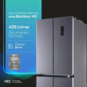 Geladeira Refrigerador HQ Frost Free Inverter Multidoor 426 Litros Cinza