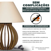 Kit Abajur Luminária De Mdf Para Mesa/Quarto Luminária Mesa