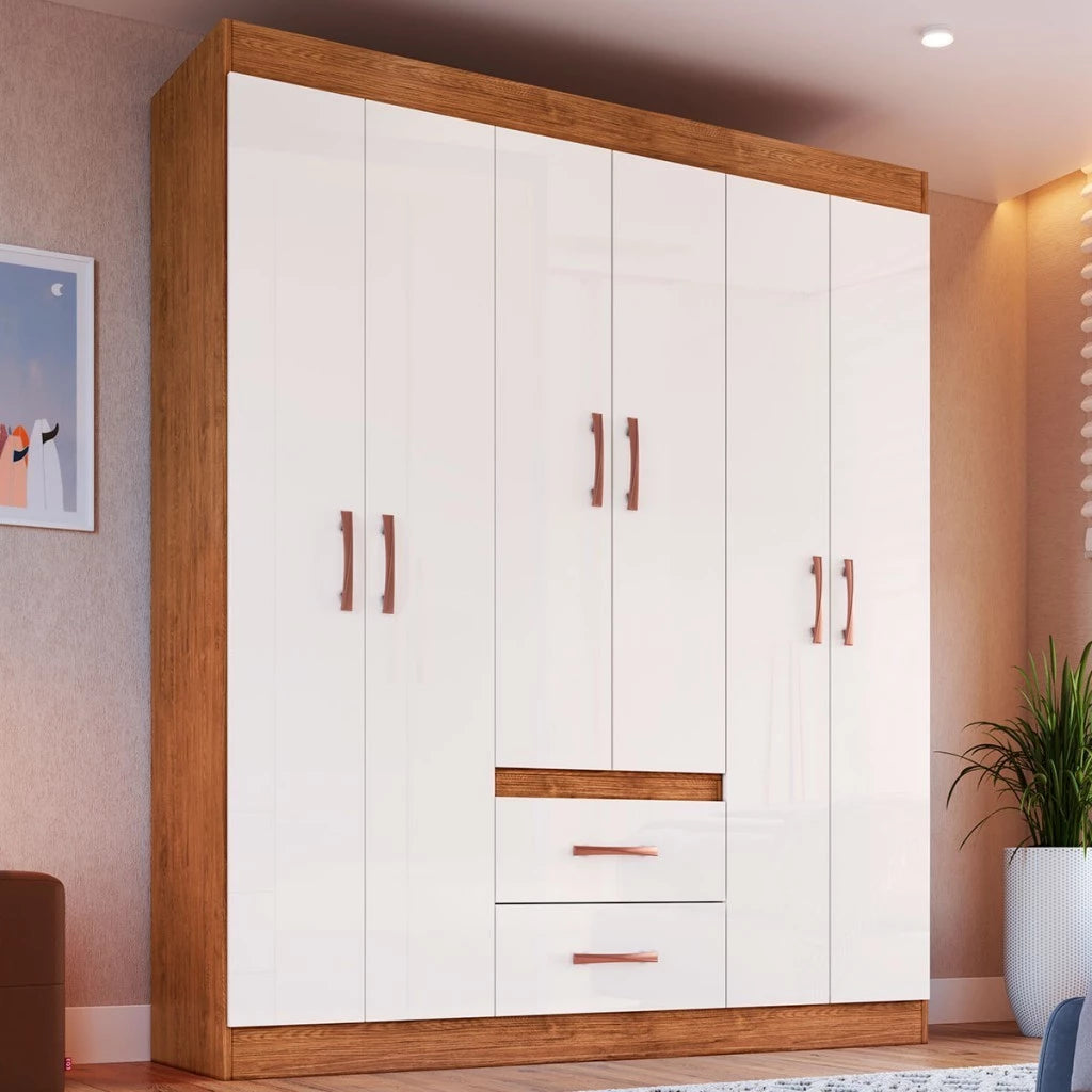 Guarda-Roupa de Solteiro Montevideu 6 Portas 2 Gavetas
