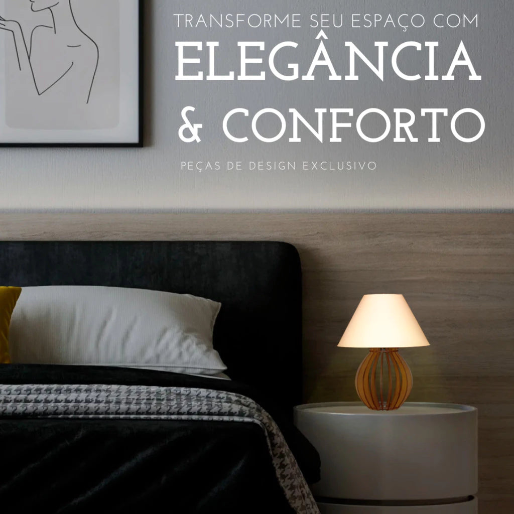 Kit Abajur Luminária De Mdf Para Mesa/Quarto Luminária Mesa