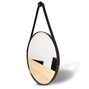 Espelho Adnet Redondo De Parede Decorativo 50cm Com Costura Alça Sala Quarto Banheiro