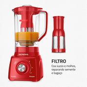Liquidificador 3 velocidades 550W Turbo Power - L-99-FR - Mondial