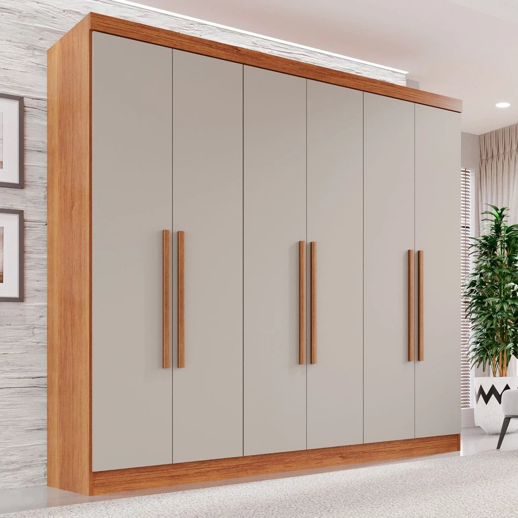 Guarda-roupa Casal 6 Portas 2 Gavetas França Cinamomo/Off White