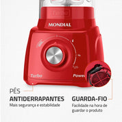 Liquidificador 3 velocidades 550W Turbo Power - L-99-FR - Mondial